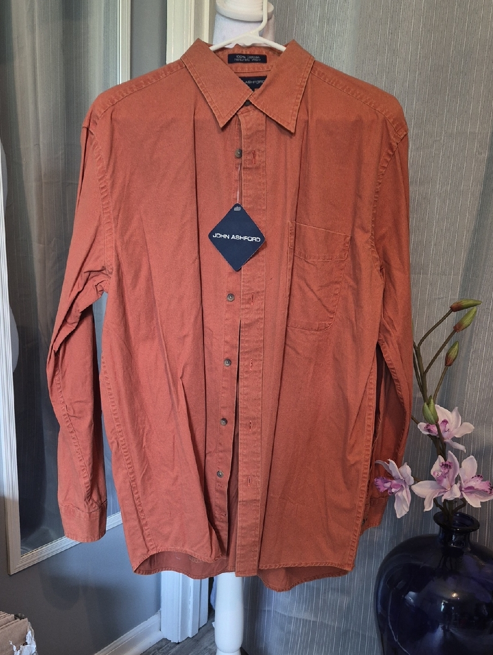 John Ashford Burnt Orange Casual Button-Down Shirt